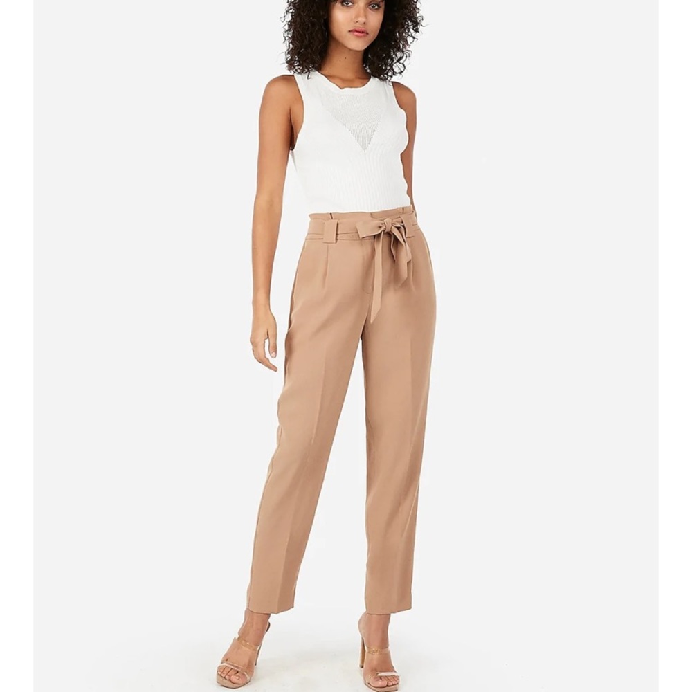 High Waisted Paperbag Ankle Pant